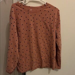 H&M Peach Polka Dot Long Sleeve Top Size 6/7